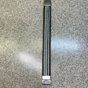 BRACELET HELD on by MAGNETIC 🧲. Chains & Rhinestones Silver COLOR woven strip.